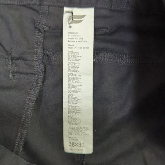 Fabletics Pants Men's 38x30 Black Fits 38x26 The High Side Chino - Picture 8 of 10